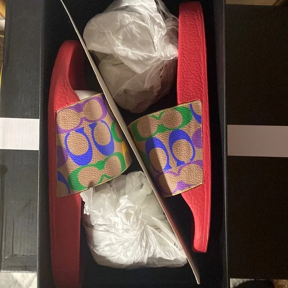 Shoes | Coach Rainbow Pride Collection Slides Size 6 | Poshmark display picture 1